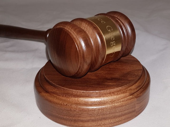 Walnut gavel with engraving