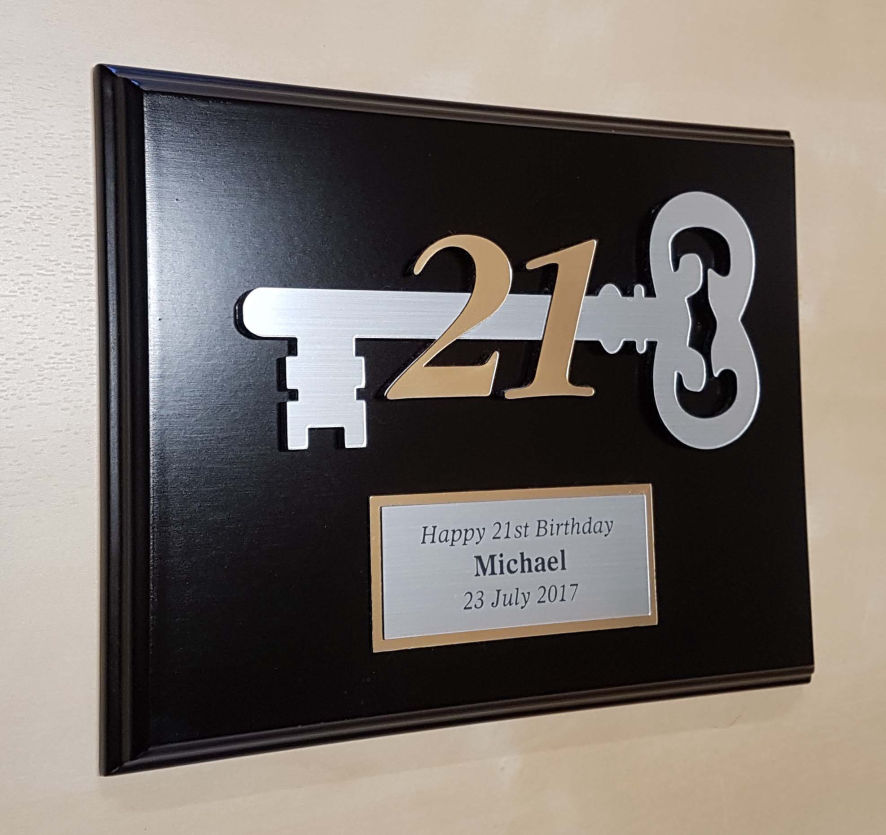 21st birthday old fashioned key plaque