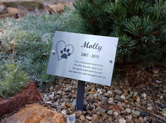 Pet memorial garden stake plaque