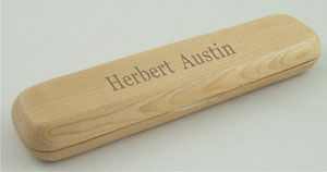 Engraved timber pen case